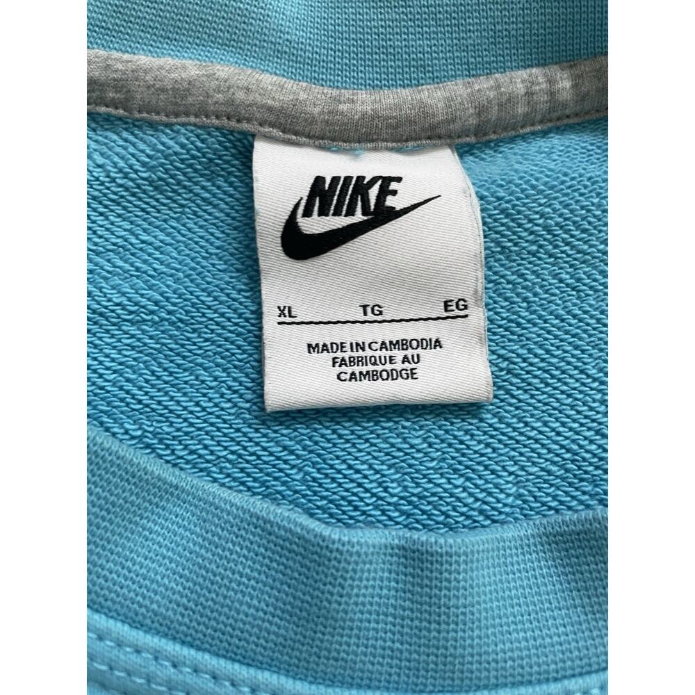 Nike Solo Swoosh Fleece Crew Sweatshirt Turquoise Blue XL Pullover Athleisure - Picture 5 of 10